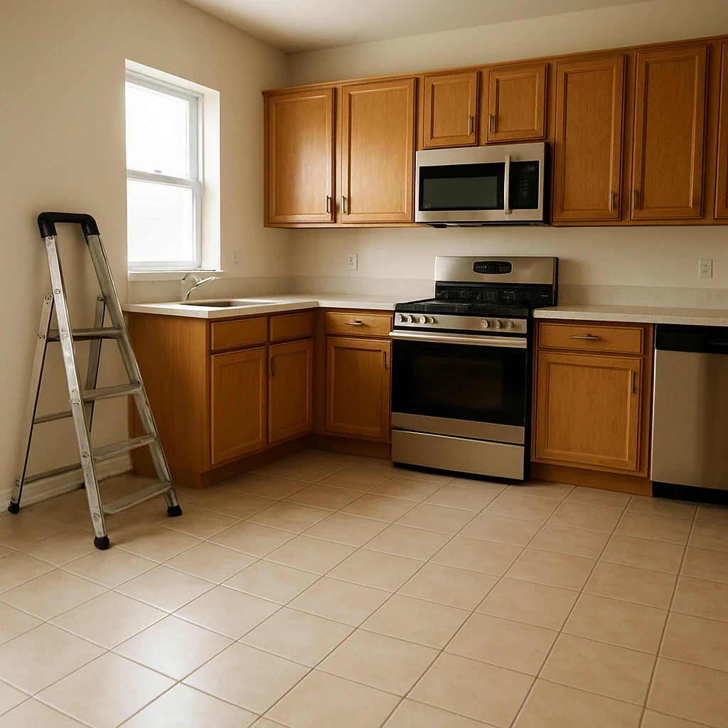 Clean kitchen space after work completed