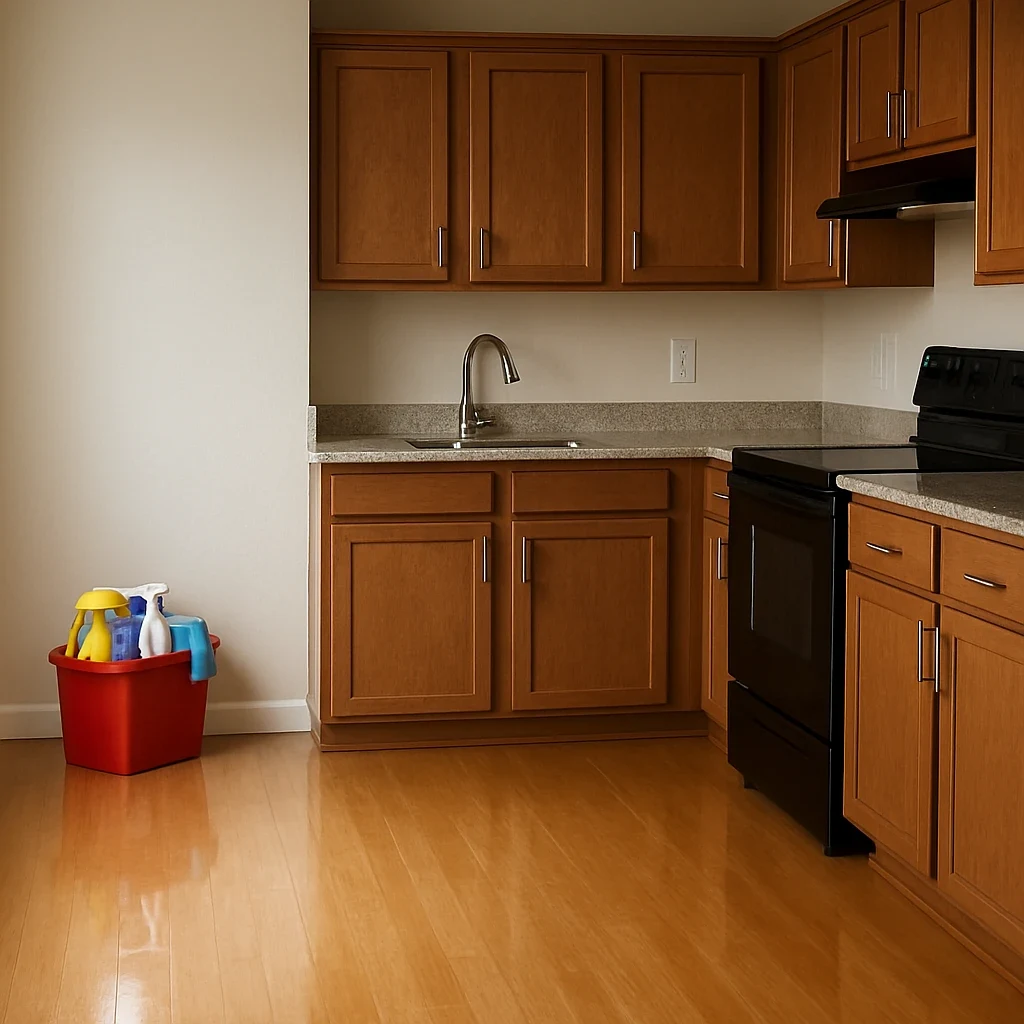 Empty kitchen space after cleaning service