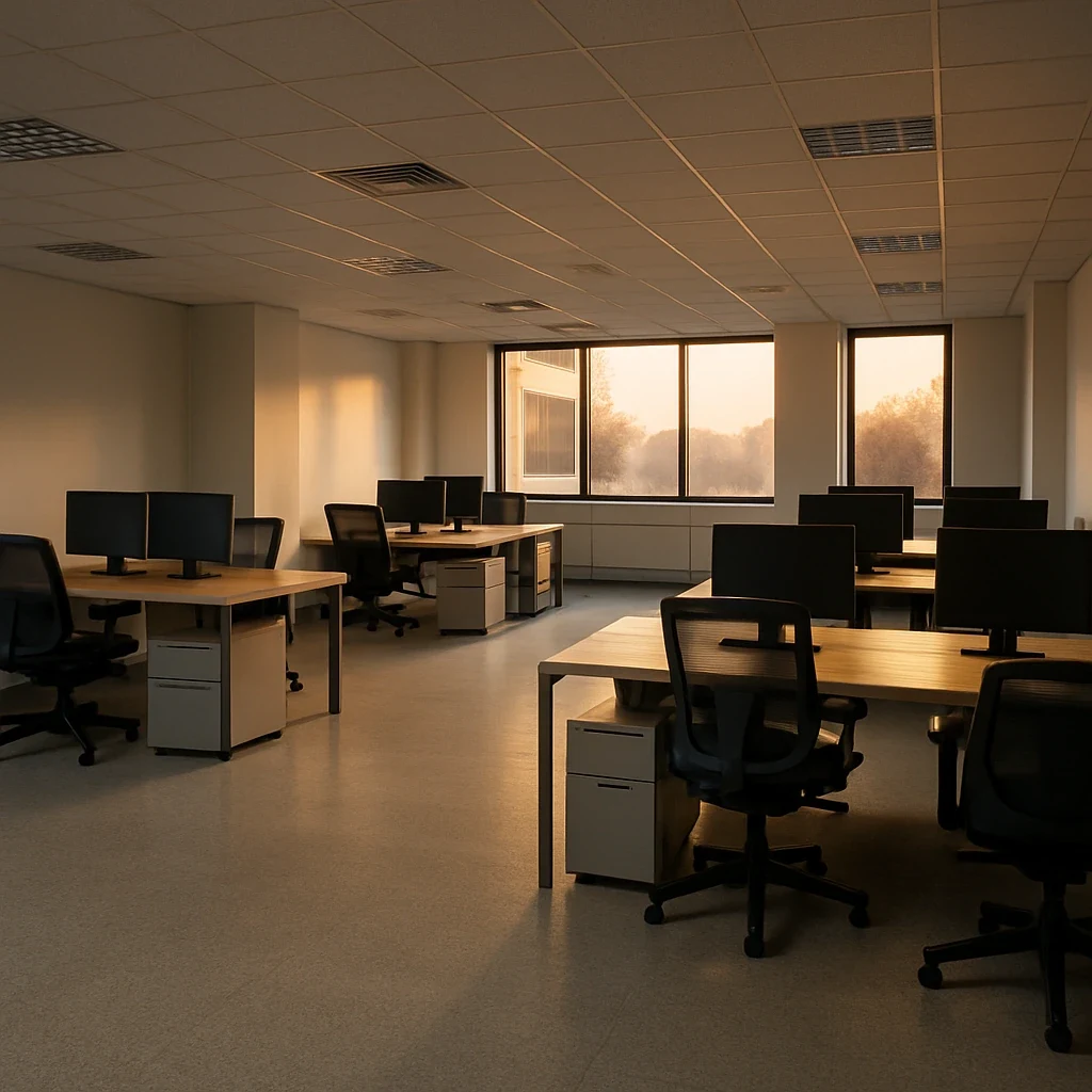 Empty office after thorough cleaning