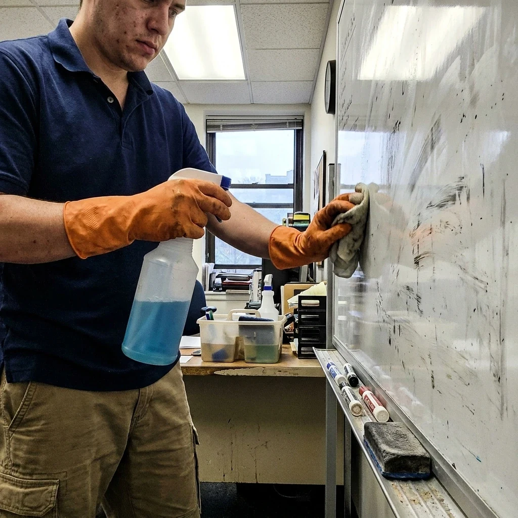 Close-up of hands using spray bottle