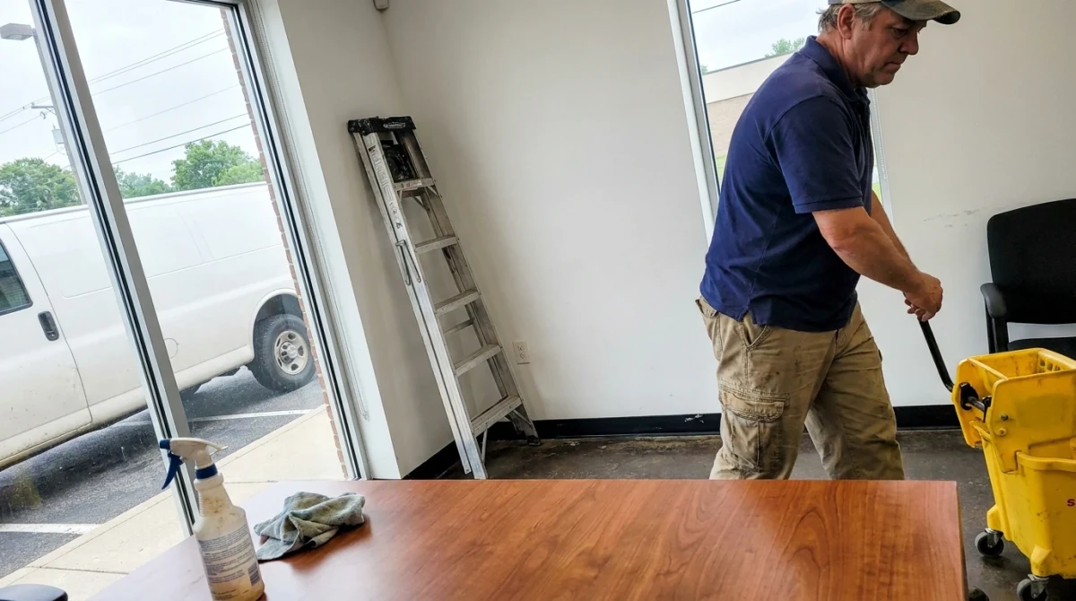 Spotless office space after cleaning