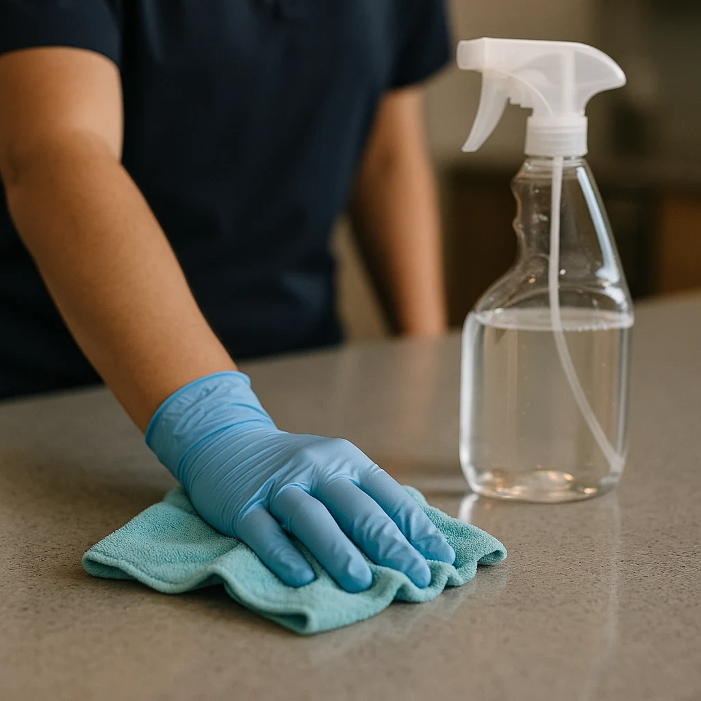 Close-up of microfiber cloth in use