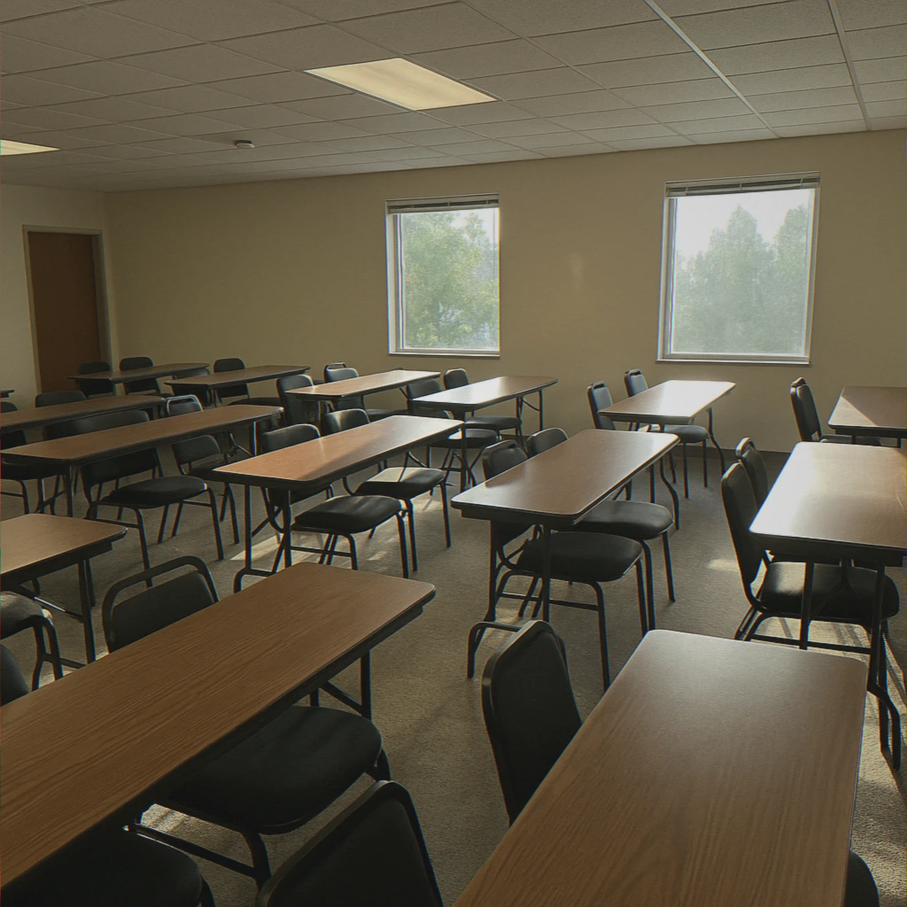 Empty conference room after cleaning completed